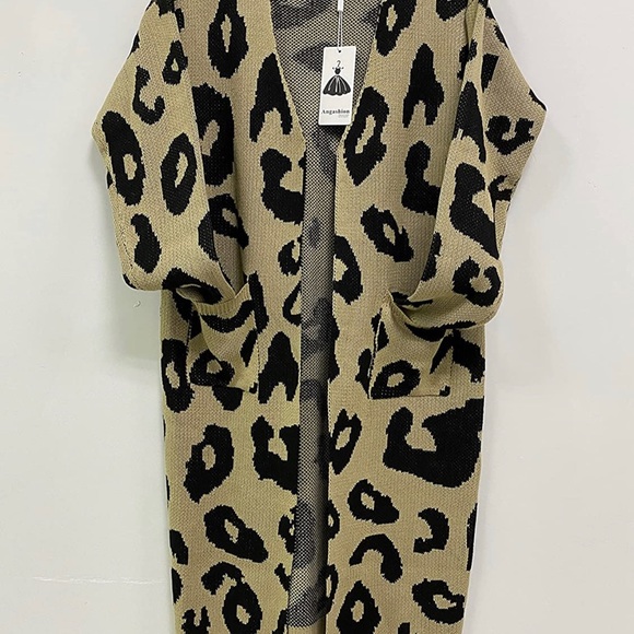NWT Leopard Print Long Cardigan Size M - Picture 3 of 4